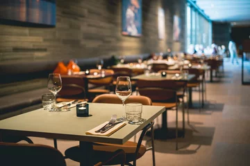 Selbstklebende Fototapete Nordeuropa Chic Scandinavian Ambiance Cozy and Elegant Dining Interior Restaurant in Oslo