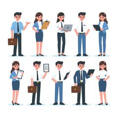 Obraz premium TEN FLAT CHARACTER SET OF MAN AND WOMAN PROFESSION ILLUSTRATION VECTOR