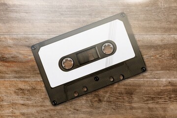 Blank label retro vintage old compact cassette