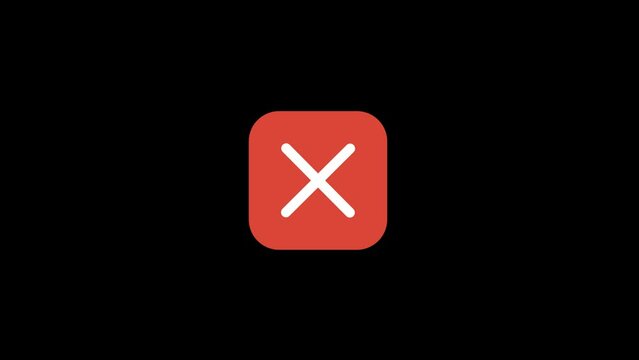 Red Crossmark Animation with transparent background 