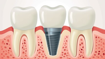 Teeth with dental implant. Dental Clinic Concept