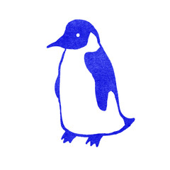 青いペンギンのスタンプ