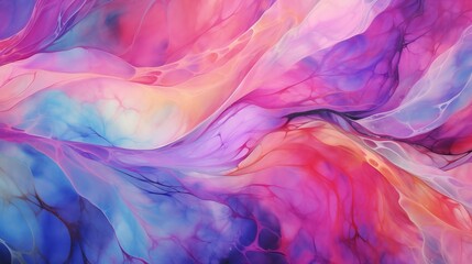 Abstract Red and Blue Swirling Ink Watercolor Painting Texture Background with Light Pink and Violet Hues