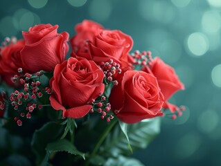 Beautiful vibrant red roses for a Valentine's Day or anniversary backdrop. 