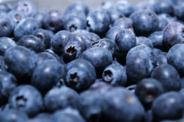 Close up of fresh blueberries, natural background