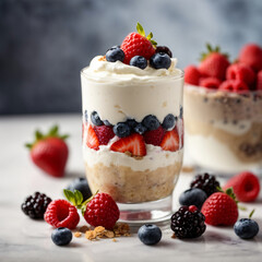 Patriotic Parfait - A Vibrant Blend of Vanilla Yogurt and Fresh Berries