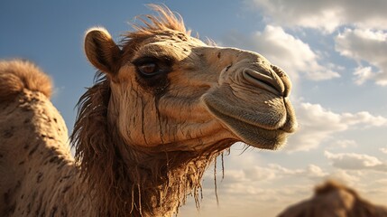 Close-up Portrait of a Camel's Face with Striking Details and Expressive Features - AI-Generative