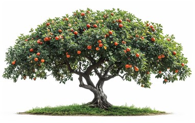 Fototapeta premium Antique apple tree, charming image isolated on crisp white background. Presenting the timeless beauty of nature.