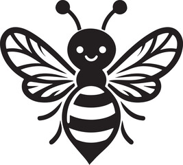 illustration of cute bee of vector silhouette