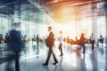 Bright Business Workplace with Blurred Motion in Modern Office Setting