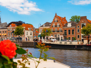 View Riverside Spaarne With Moored