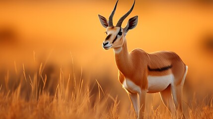 Majestic antelope close up portrait in natural habitat, wildlife photography