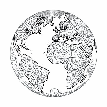Globe in cartoon, doodle style. Image for t shirt. Isolated 2d vector illustration in logo, icon, sketch style, Eps 10. AI Generative