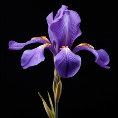 Dutch Iris Flower, isolated on black background