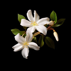 Jasmine Flower, isolated on black background