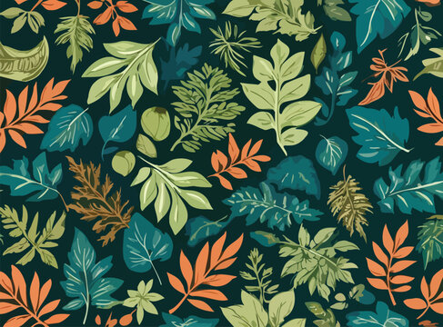 The subtle beauty of this lush green leaf pattern against the dark background captures the wild spirit of nature. Let the wild heart roam free!