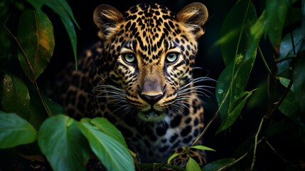 Majestic amur leopard portrait in natural habitat, wildlife photography