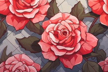 Rose tiles, seamless pattern, SNES style