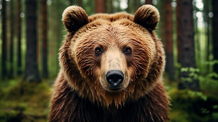 Majestic brown bear portrait in natural habitat, stunning wildlife photography