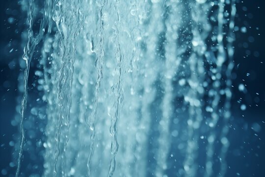 Close Up Of Water Flowing From Bathroom Deluge  Interior View Of Water Spilling From Downpour