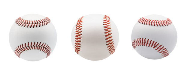 set of baseball balls on isolated transparent background