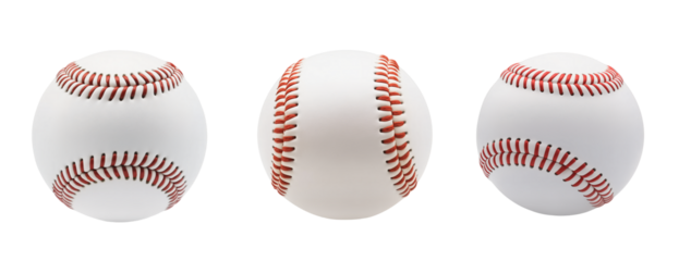 set of baseball balls on isolated transparent background