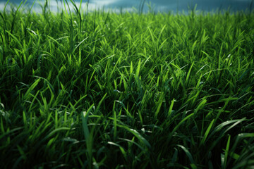 Obraz premium A field of grass, with its lush blades and vibrant green color