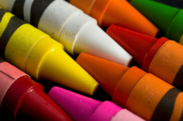 Macro Image of Coloring Crayons Tips