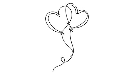 Two Hearts Continuous One Line Drawing. Valentines day concept.