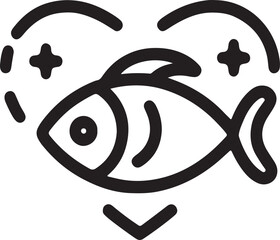 black and white fish and love icon