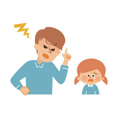 子供を怒る大人の男性　かわいいイラスト素材