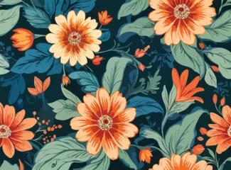 Gardinen Blooming Beauty: A vibrant burst of colors in this intricate floral pattern brings life and joy to any space. Let nature's beauty brighten up your day with this stunning design. © vector