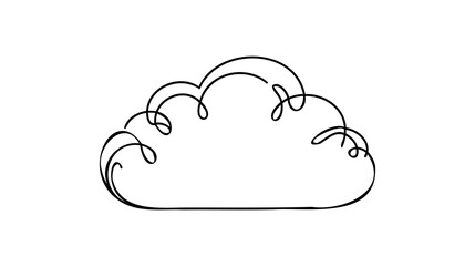 Continuous one line drawing. Cloud on white background. Vector illustration