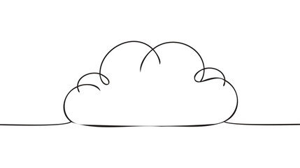 Continuous one line drawing. Cloud on white background. Vector illustration