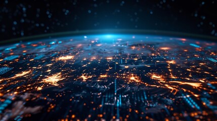 Obraz premium Nighttime View of Earth From Space, A Beautiful and Dazzling Display of City Lights Illuminating the Planet