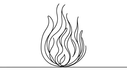 Continuous one line drawing of fire. Fire flame single line art vector illustration. Editable stroke
