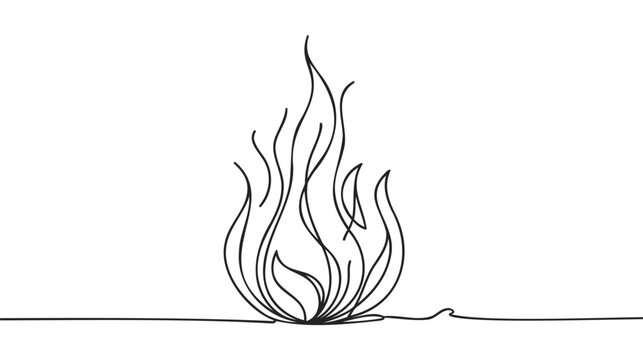 recommend clip art: Continuous one line drawing of fire. Fire flame single line art vector illustration. Editable stroke