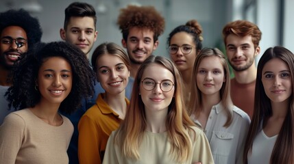 Group of People Standing Together in a Line, Smiling and Posed for a Photograph