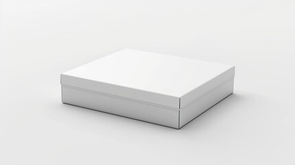 3D illustration of a simple white rectangular box with a shadow, isolated on a white background. Generated Ai
