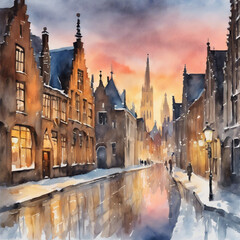 Obraz premium cidade aquarela