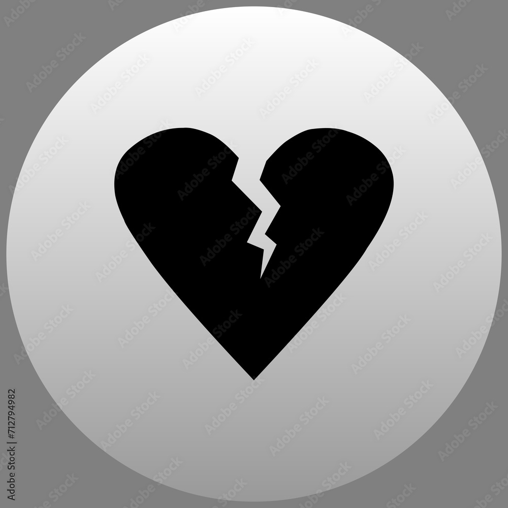 Wall mural broken hearts icon on circle background