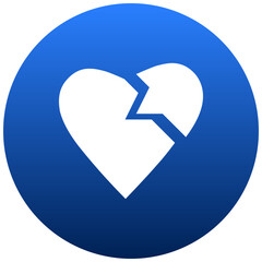 broken hearts icon on circle background