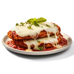 Chicken Parmesan isolated on white background