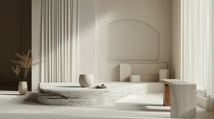 Stome minimalistic product display dcene with stone podium