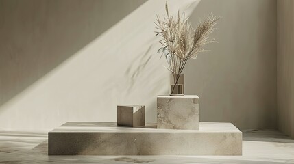 Stome minimalistic product display dcene with stone podium