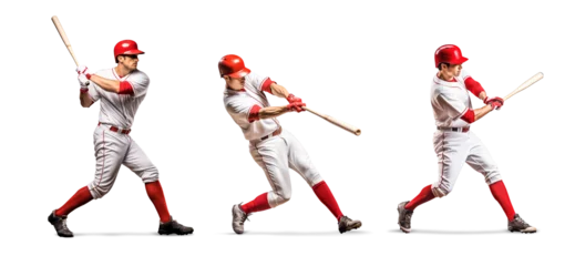 Fotobehang set of baseball player swinging their bat to hit a ball © FP Creative Stock