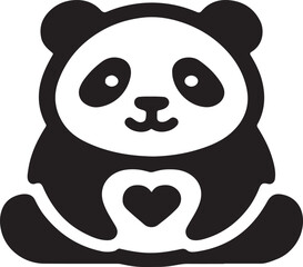 panda bear with heart vector art design