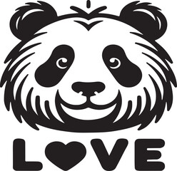 panda bear with heart vector art design