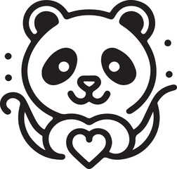Fototapeta premium panda bear with heart vector art design