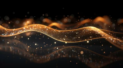 Fototapeten Vibrant particle wave with sound visualization on abstract background, futuristic concept. © Ilja
